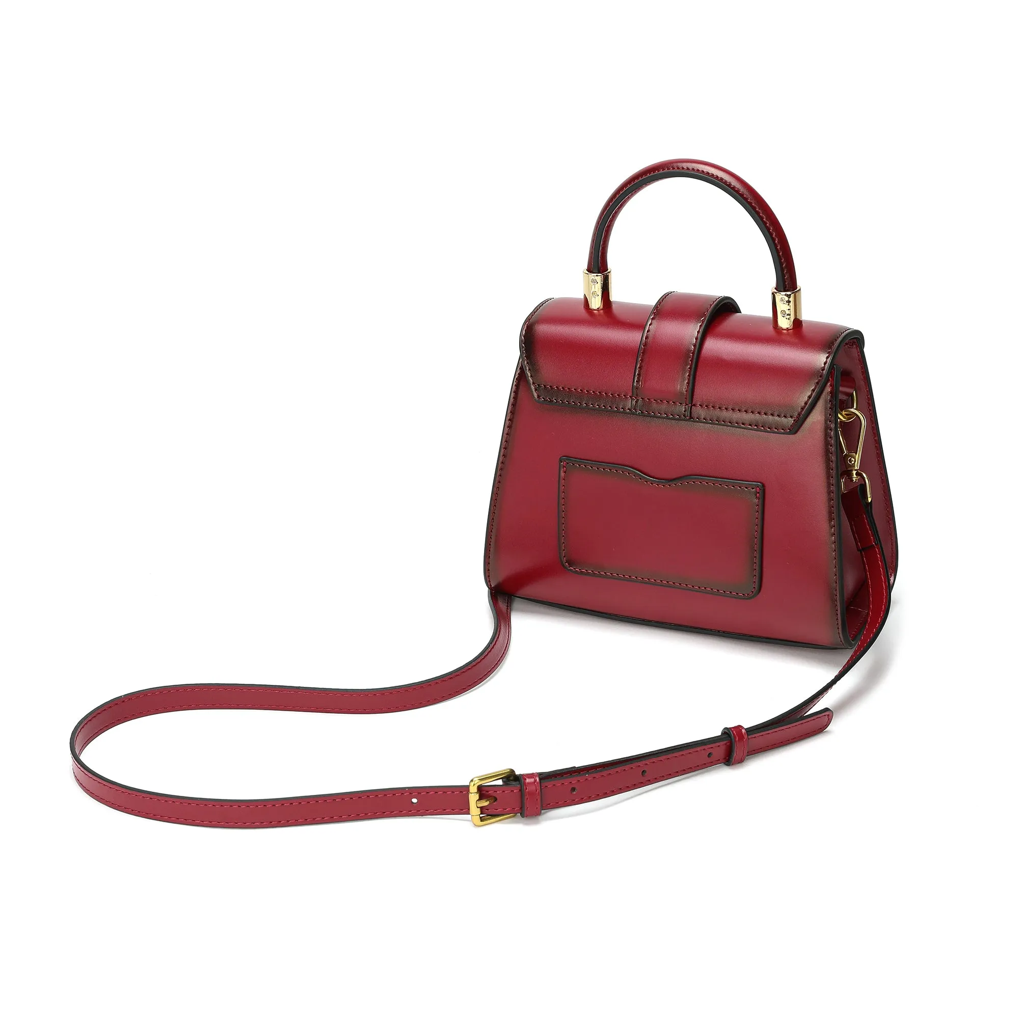 Tiffany & Fred Smooth & Polished Leather Top-Handle Foldover Satchel
