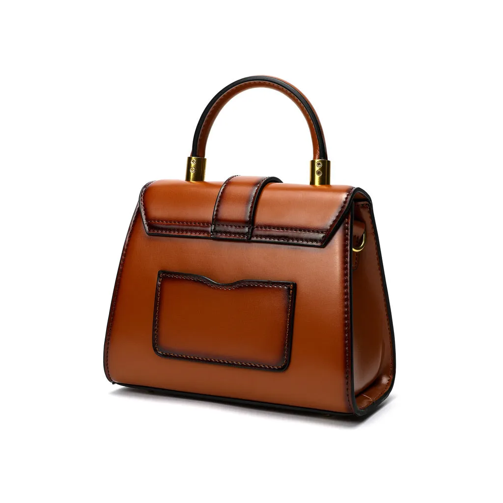 Tiffany & Fred Smooth & Polished Leather Top-Handle Foldover Satchel