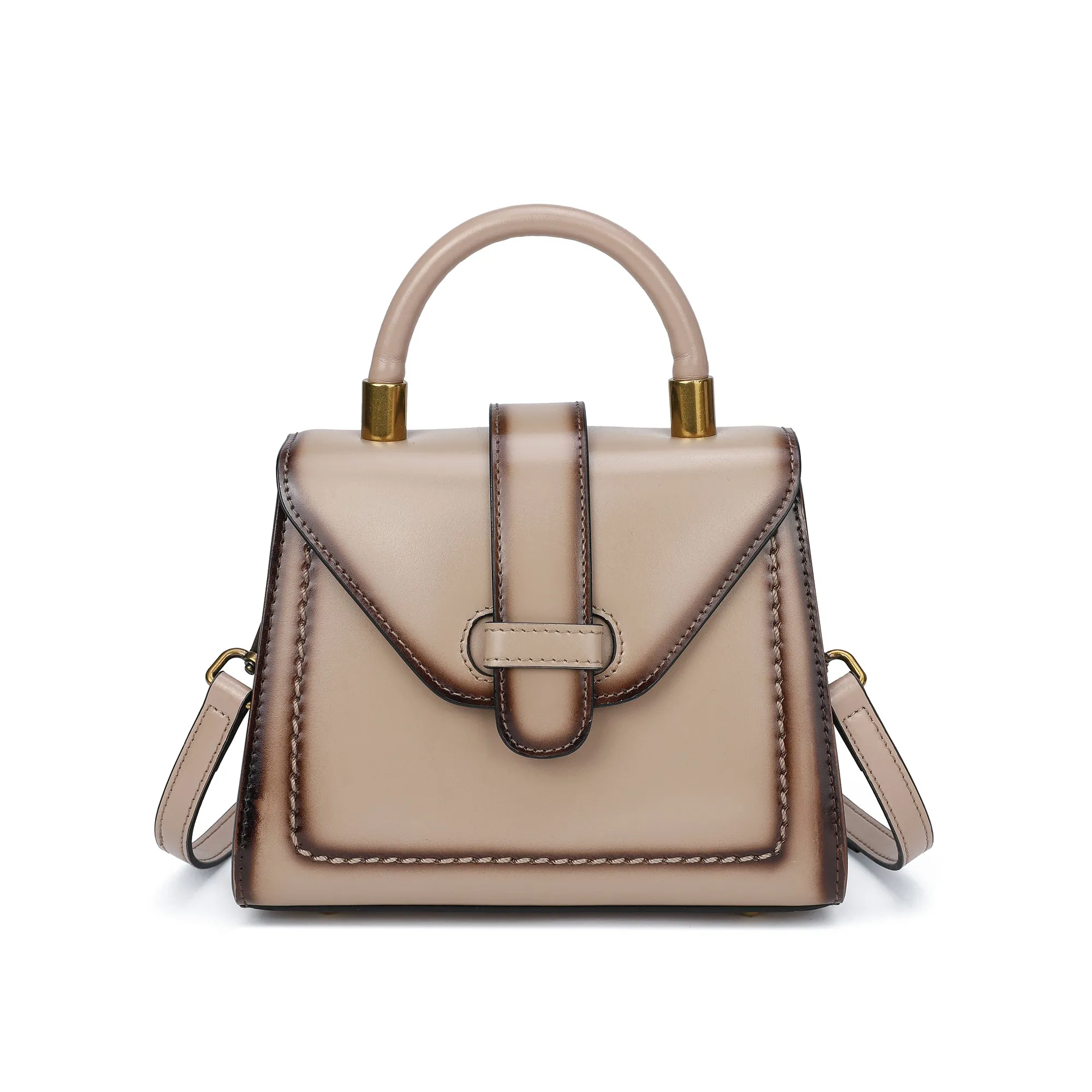 Tiffany & Fred Smooth & Polished Leather Top-Handle Foldover Satchel
