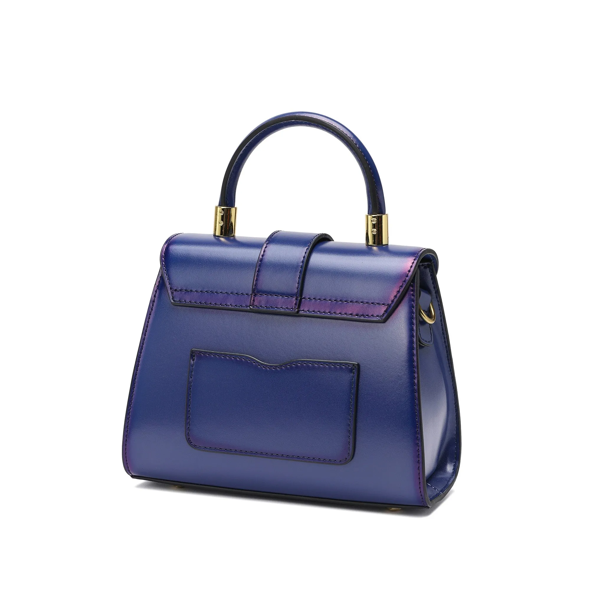 Tiffany & Fred Smooth & Polished Leather Top-Handle Foldover Satchel