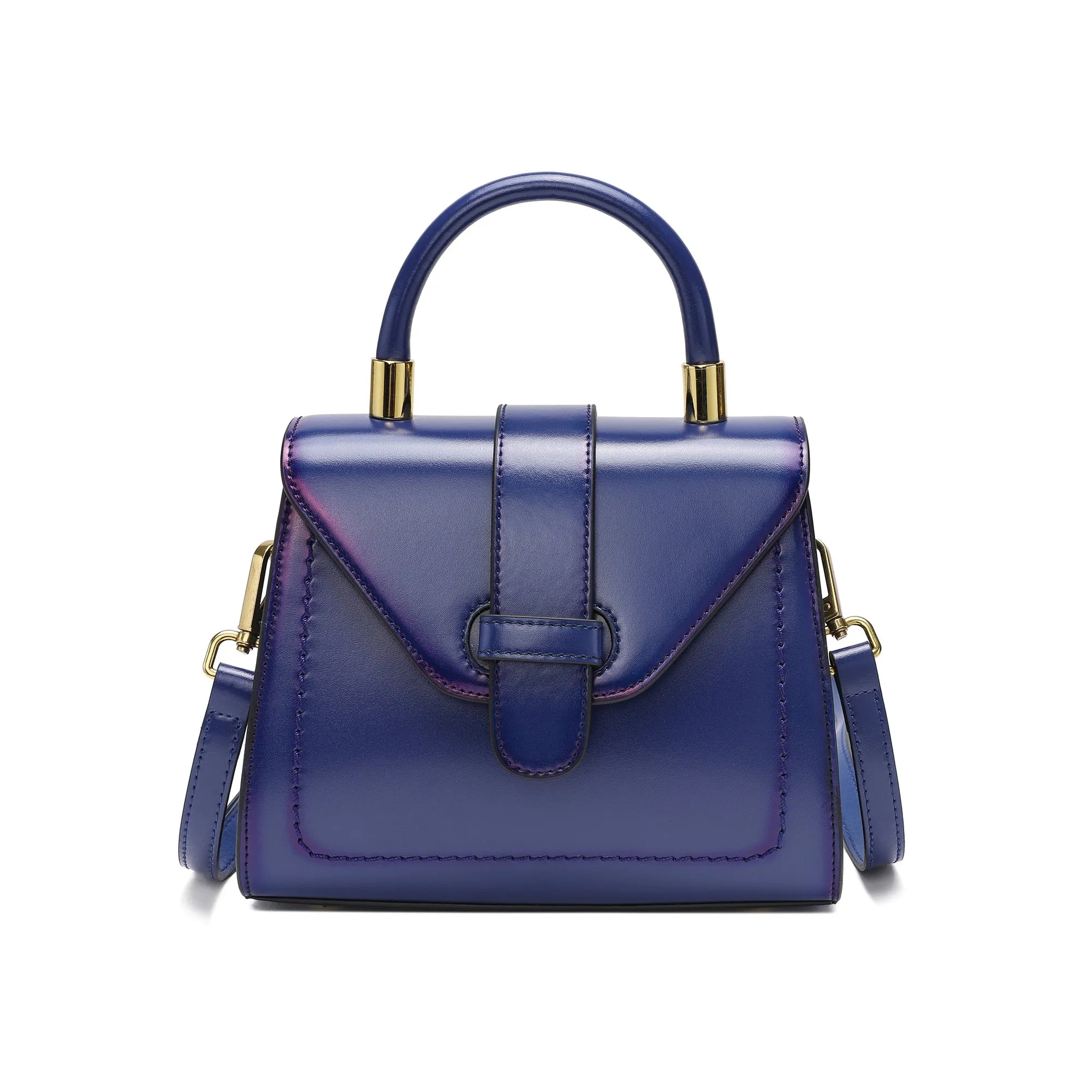 Tiffany & Fred Smooth & Polished Leather Top-Handle Foldover Satchel