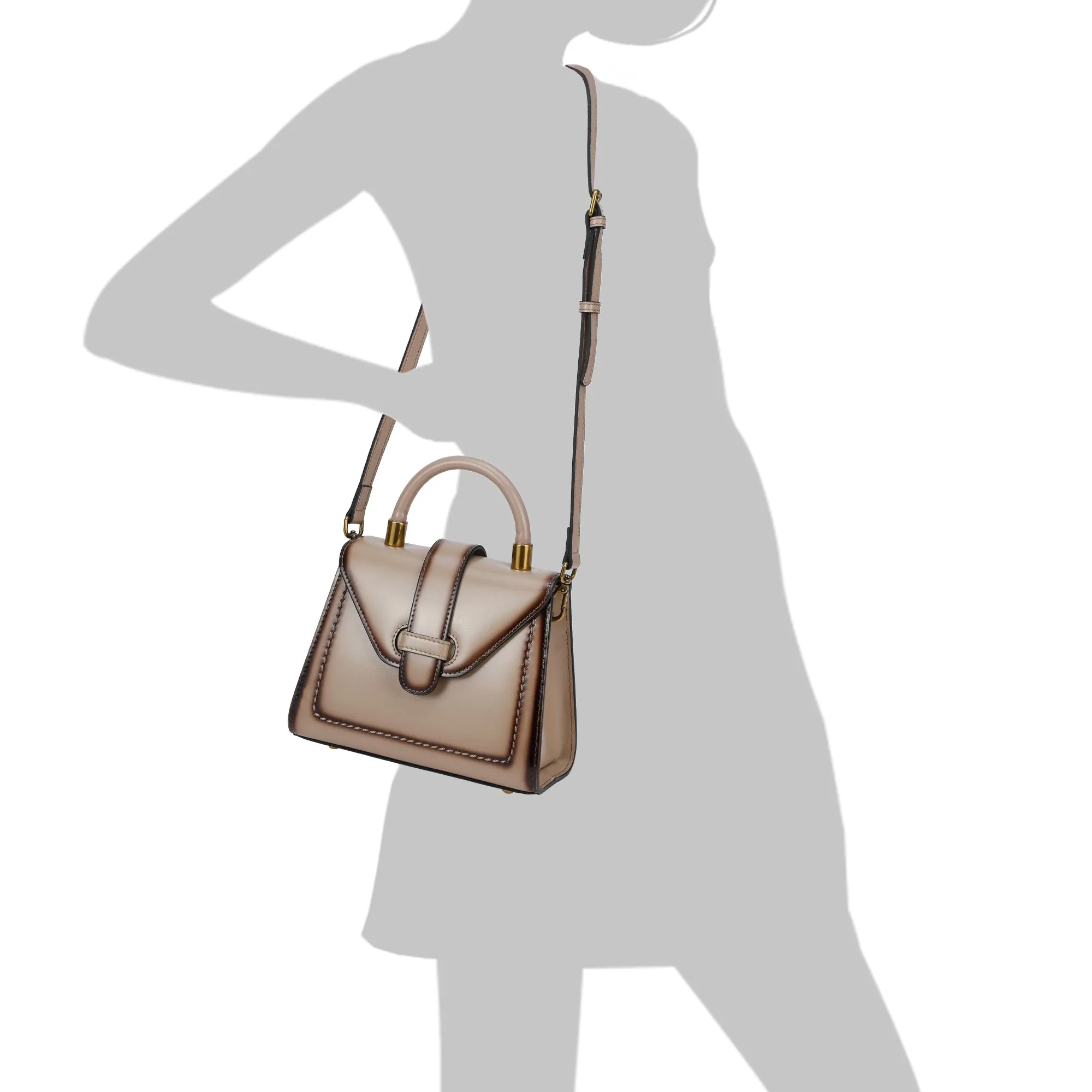 Tiffany & Fred Smooth & Polished Leather Top-Handle Foldover Satchel
