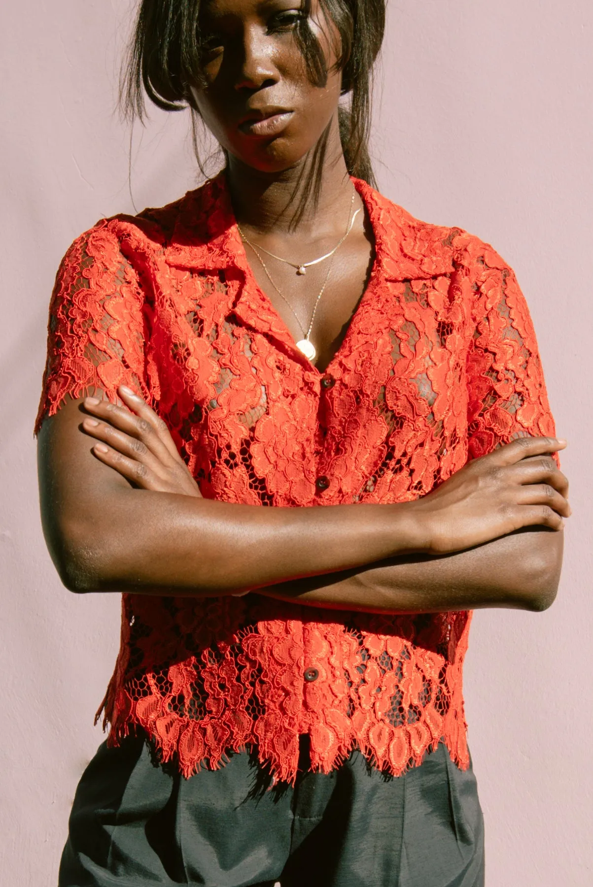 Tomato Lace Lounge Shirt