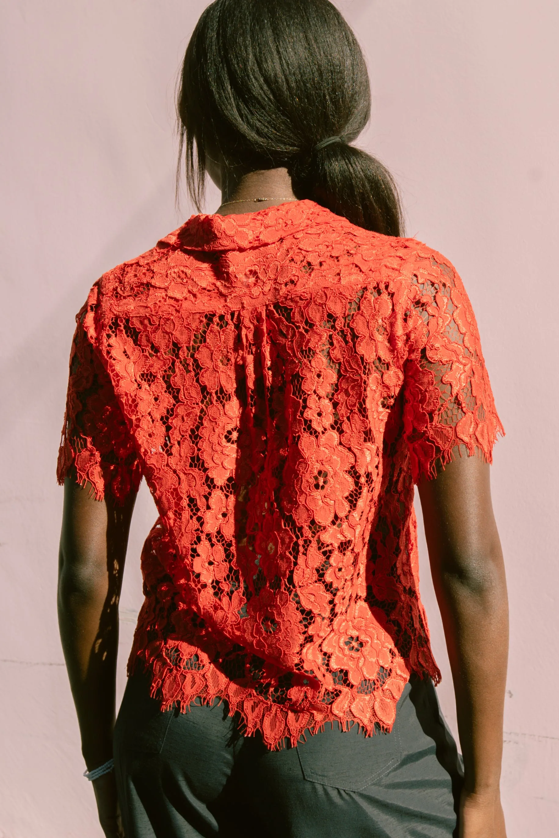 Tomato Lace Lounge Shirt