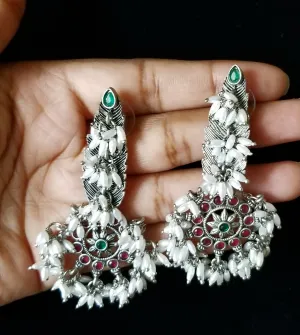 Trendy Earring With Oxidised Plating HL17 Ruby Green