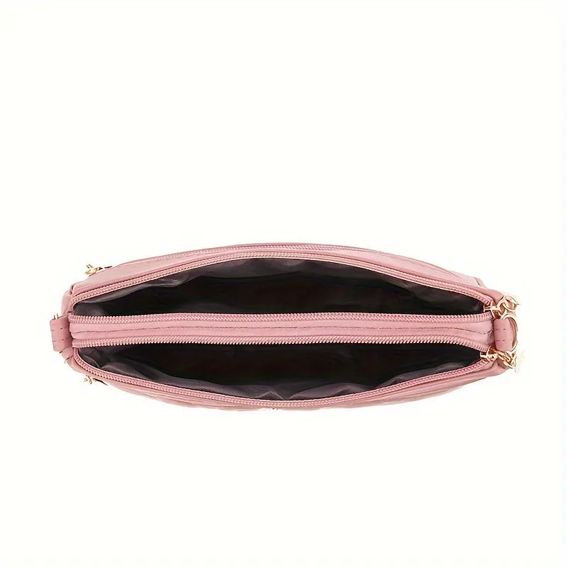 Trendy Solid Color PU Leather Crossbody Bag - Stylish & Secure Zipper Closure, Versatile Shoulder Bag for Women - Compact & Fashion-Forward Design