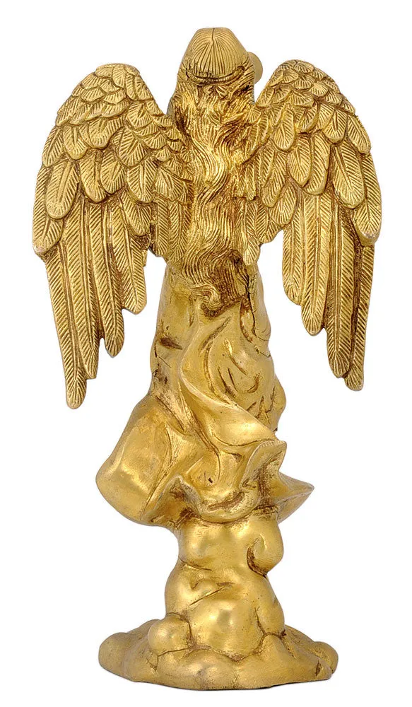 Trumpet Blowing Angel Brass Sculpture