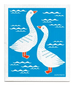 Turquoise Geese Dishcloth