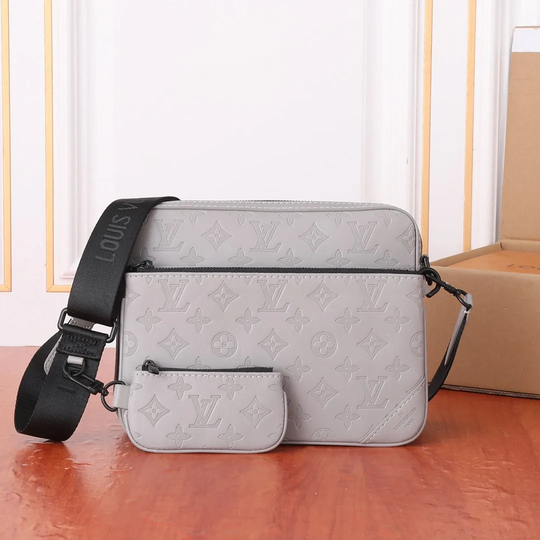 Two Color Classic Print Messenger Bag