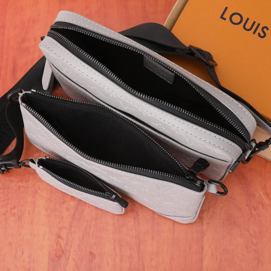 Two Color Classic Print Messenger Bag