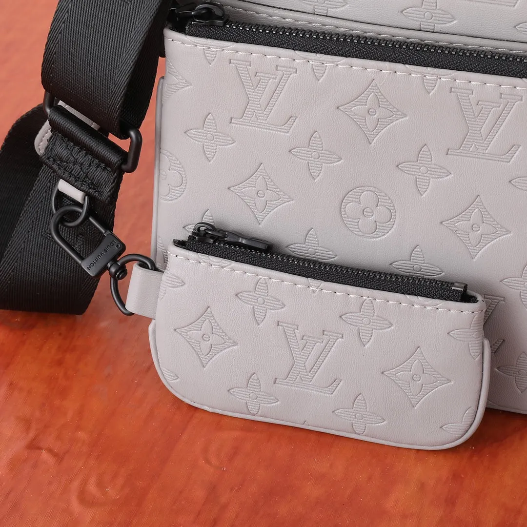 Two Color Classic Print Messenger Bag
