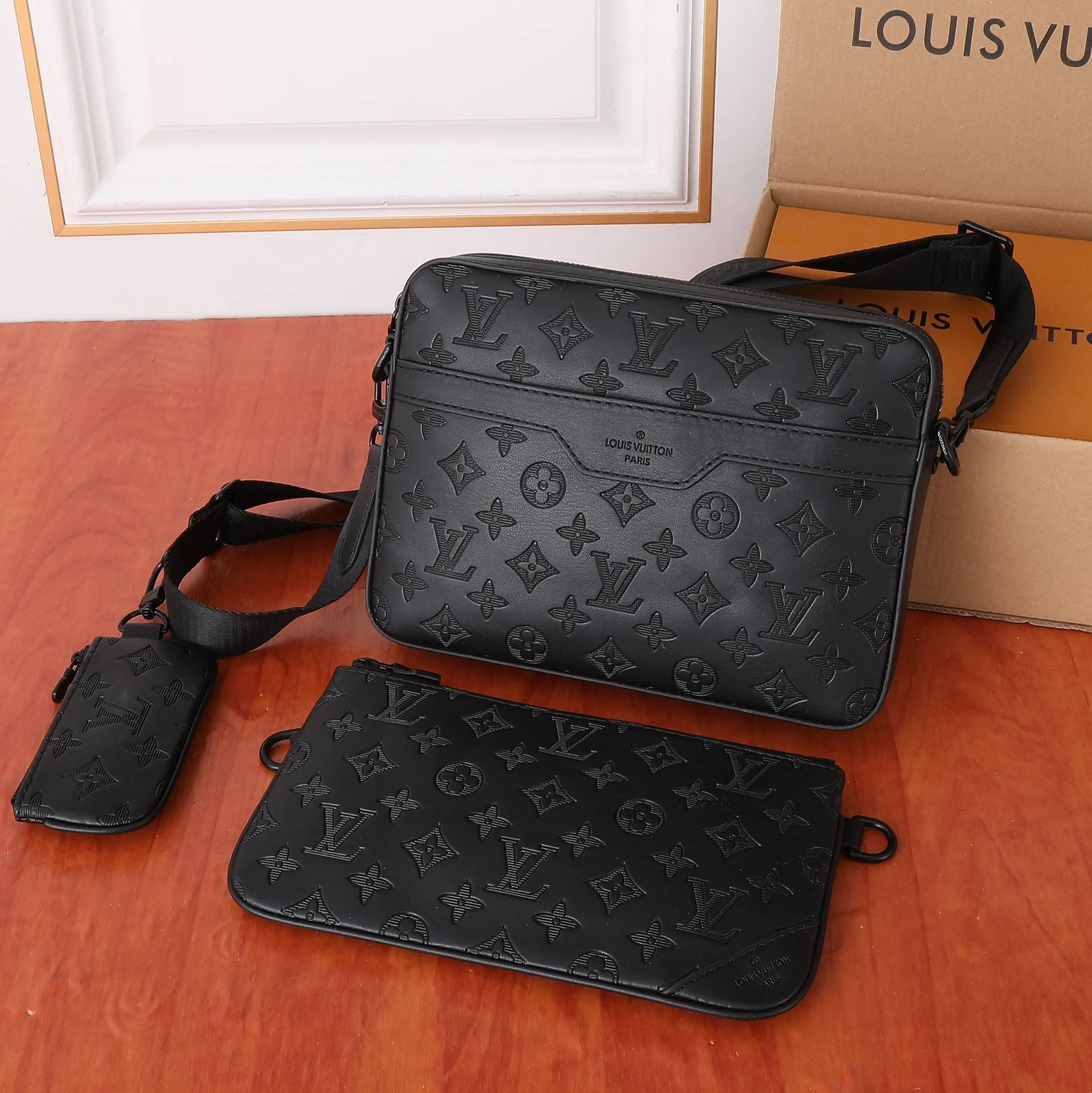 Two Color Classic Print Messenger Bag
