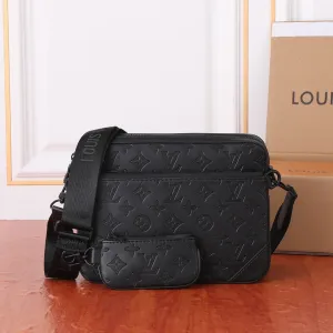 Two Color Classic Print Messenger Bag