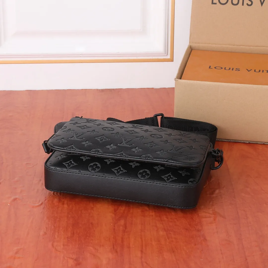 Two Color Classic Print Messenger Bag