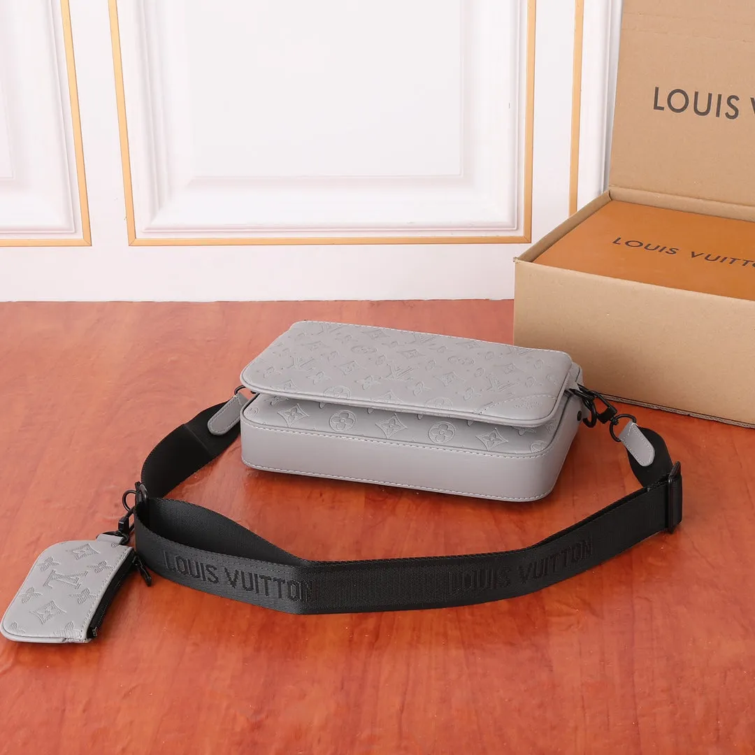 Two Color Classic Print Messenger Bag