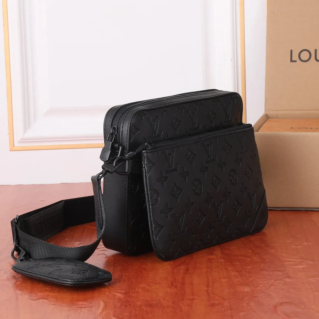 Two Color Classic Print Messenger Bag