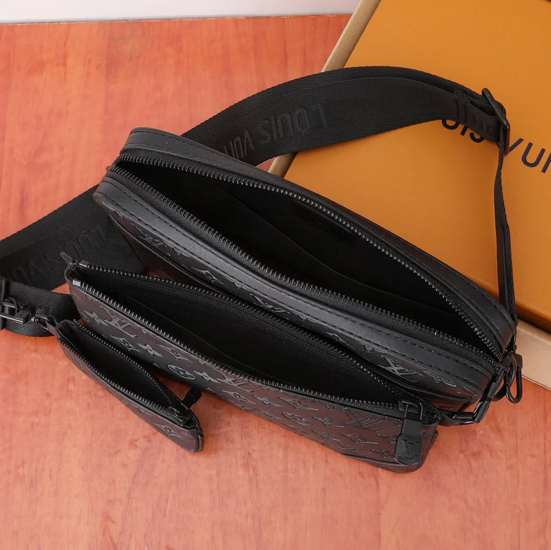 Two Color Classic Print Messenger Bag
