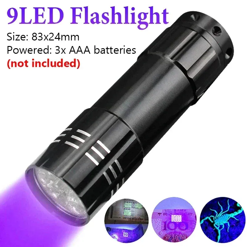 UV Flashlight LED Ultraviolet Torch Zoomable Mini Ultra Violet Lights Inspection