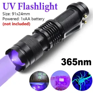 UV Flashlight LED Ultraviolet Torch Zoomable Mini Ultra Violet Lights Inspection