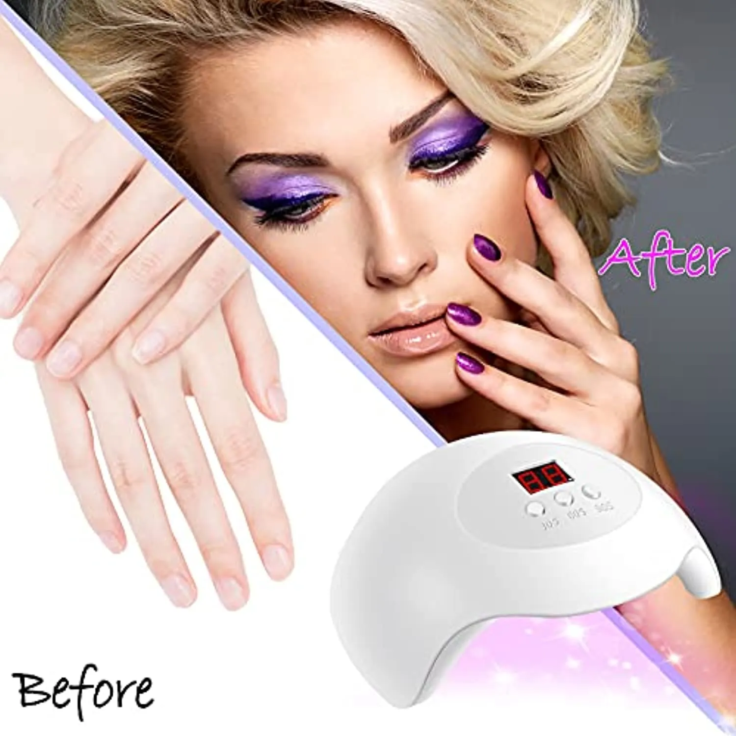 UV LED Nail Lamp, DELIFO 36W Professional Gel Nail Light Dryer Polish Lamps with 3 Timers & Auto Sensor, Portable Nails Art Tools for Salon, Home, Regular Use, White