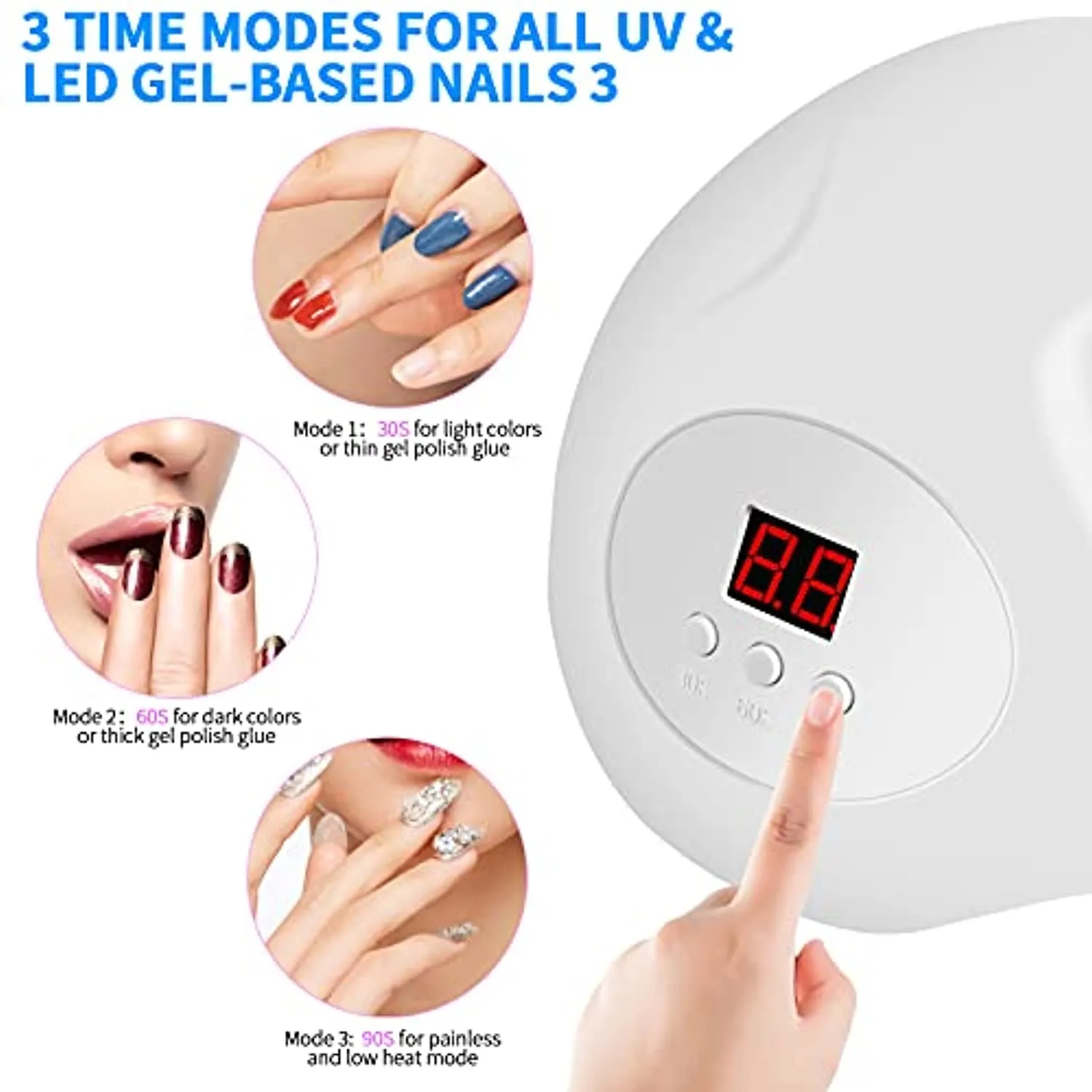 UV LED Nail Lamp, DELIFO 36W Professional Gel Nail Light Dryer Polish Lamps with 3 Timers & Auto Sensor, Portable Nails Art Tools for Salon, Home, Regular Use, White