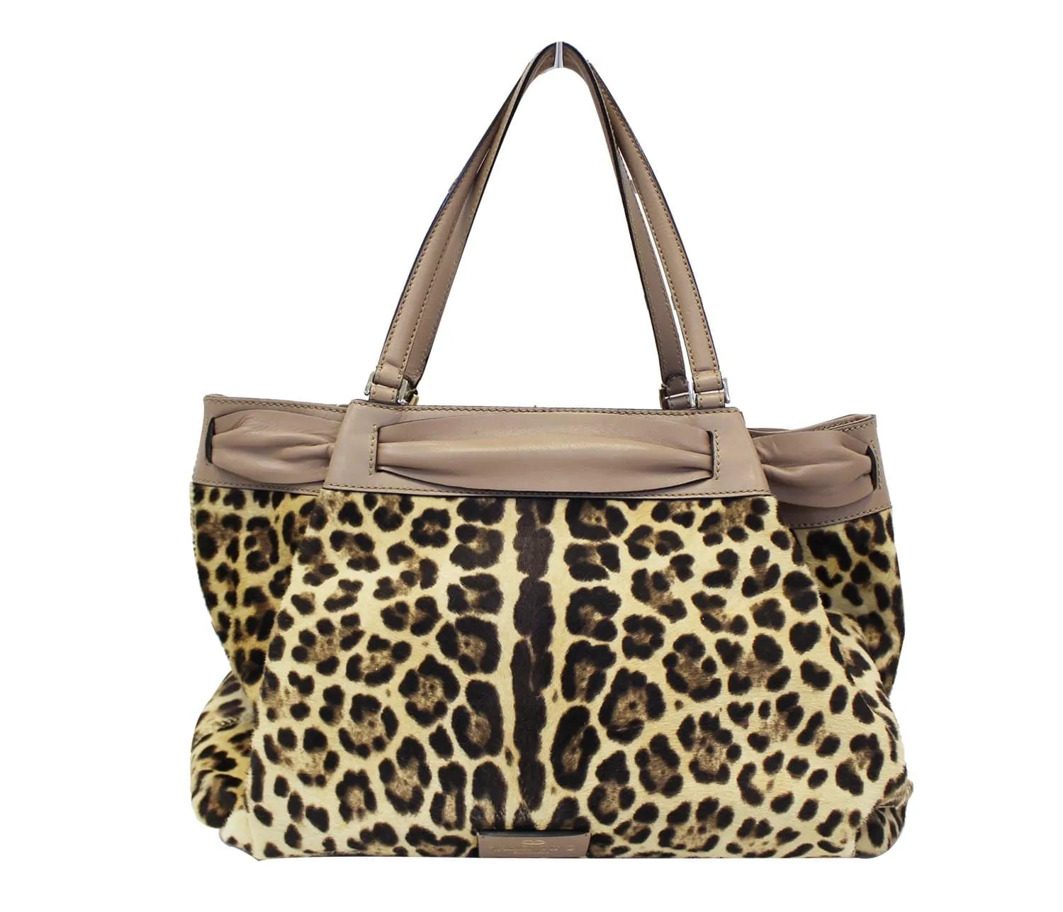 Valentino Leopard Print with Leather Bow Satchel Bag