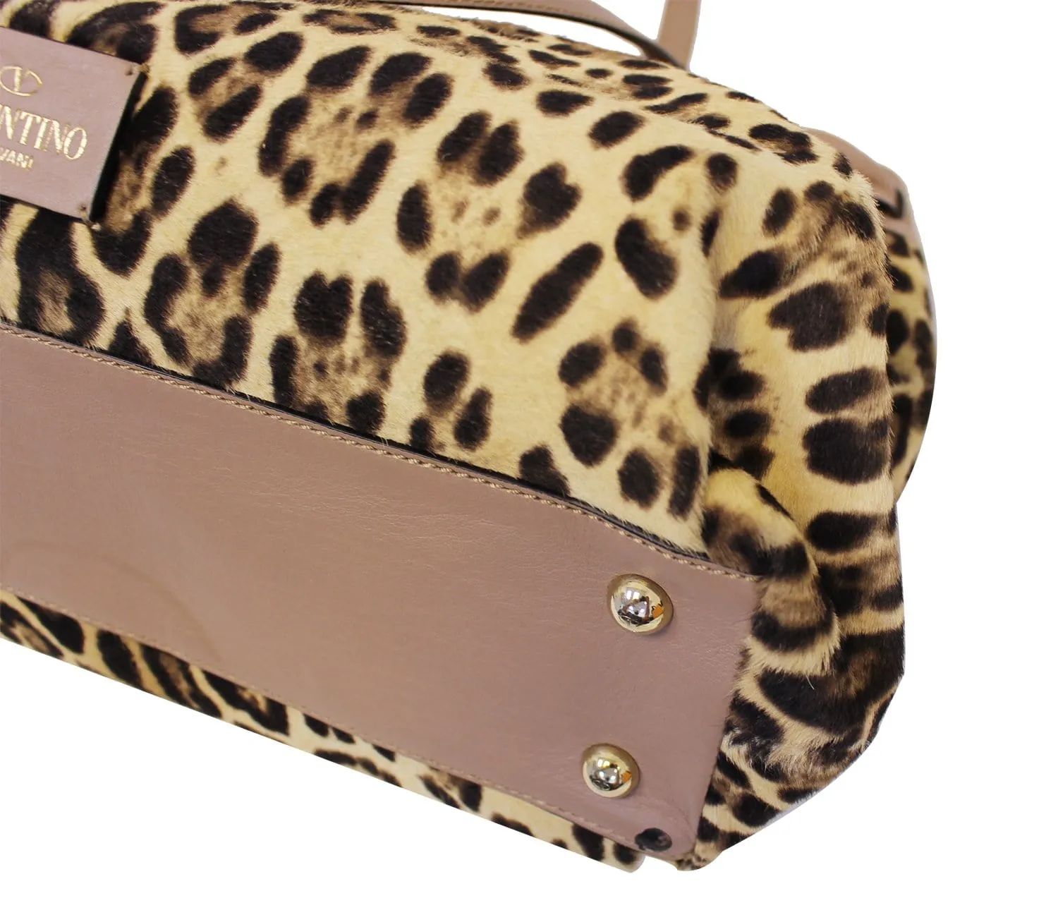 Valentino Leopard Print with Leather Bow Satchel Bag