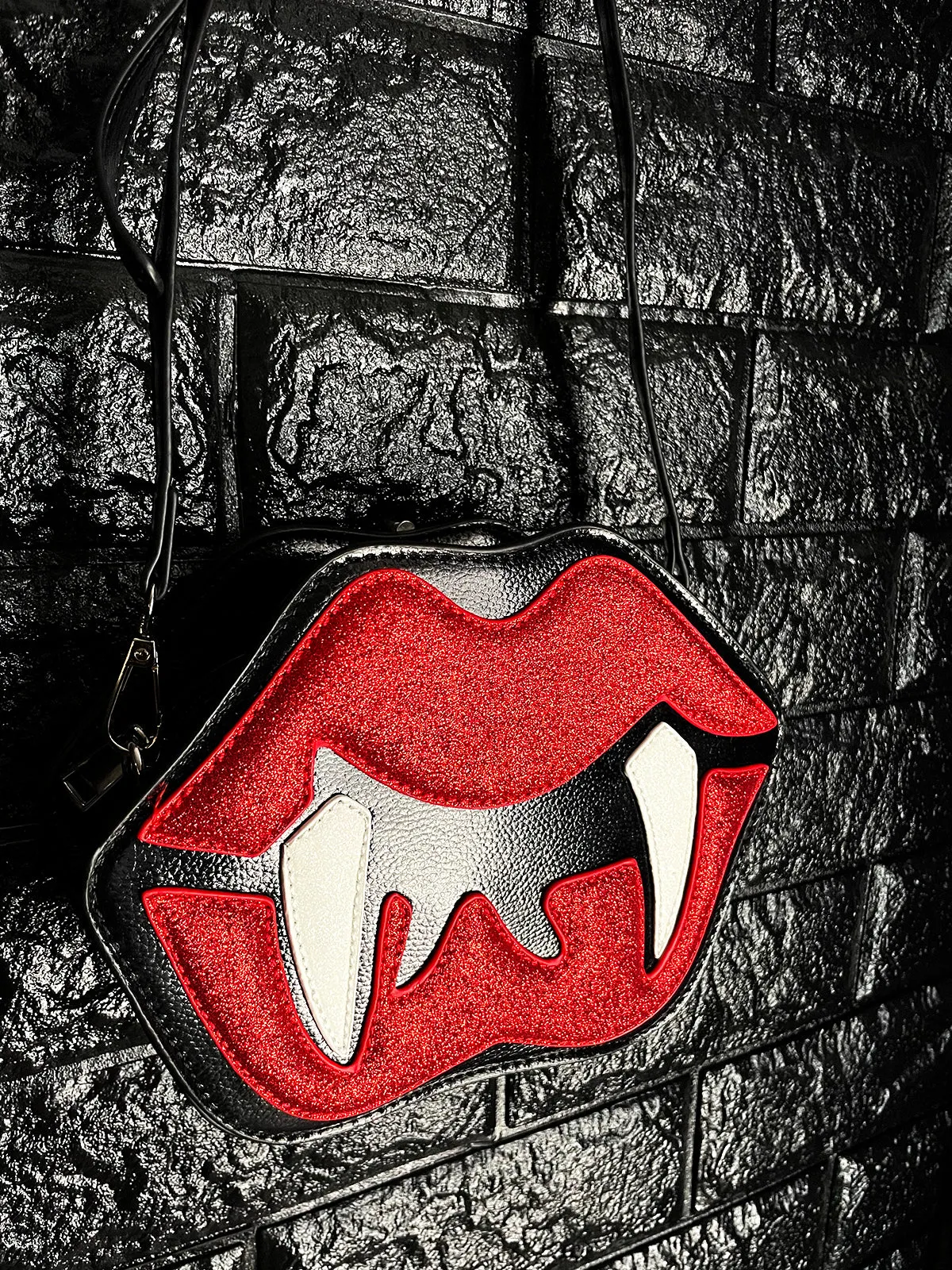 Vamp Lips Handbag Purse / Faux Leather