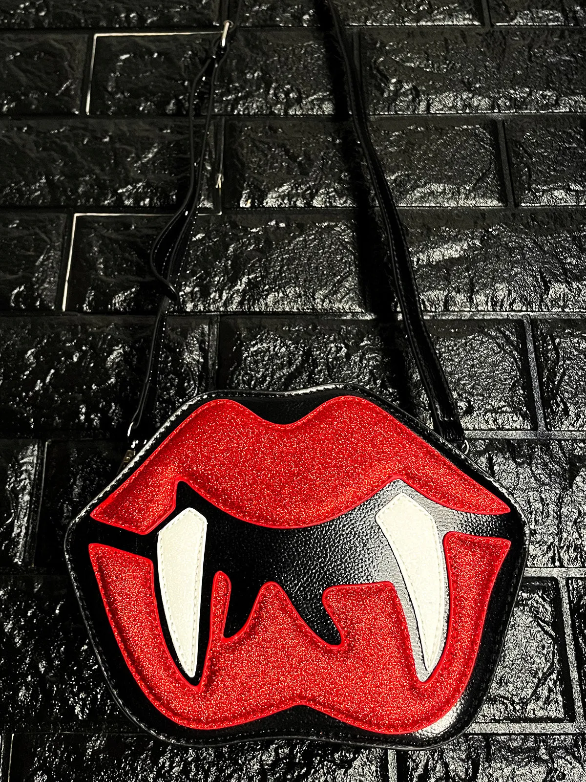 Vamp Lips Handbag Purse / Faux Leather