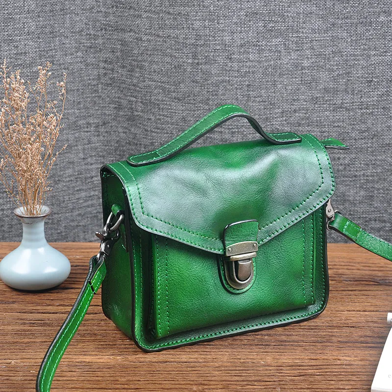Vegetable Tanned Leather Shoulder Bag For Women Natural Leather Crossbody Bag Vintage Leather Handbag S3283