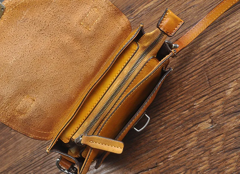 Vegetable Tanned Leather Shoulder Bag For Women Natural Leather Crossbody Bag Vintage Leather Handbag S3283