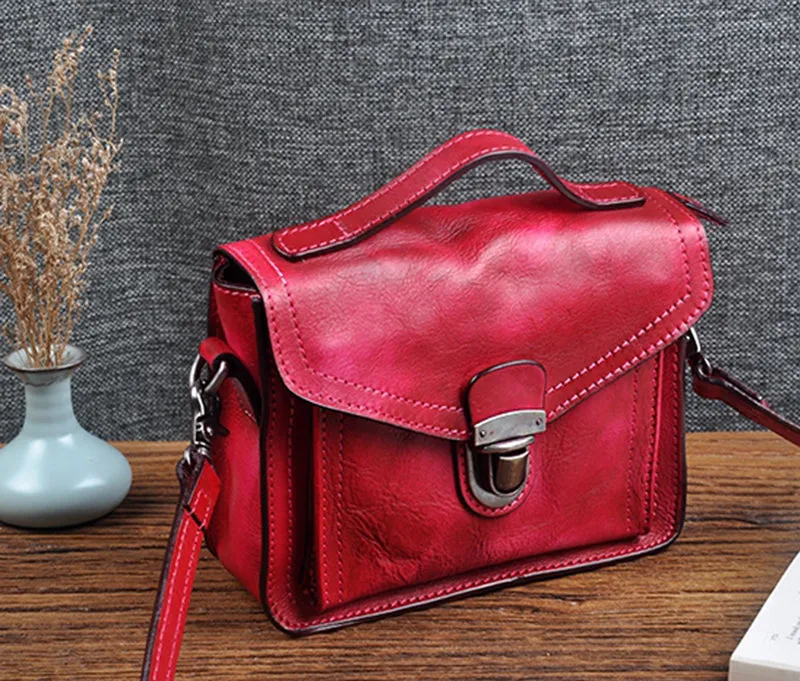Vegetable Tanned Leather Shoulder Bag For Women Natural Leather Crossbody Bag Vintage Leather Handbag S3283