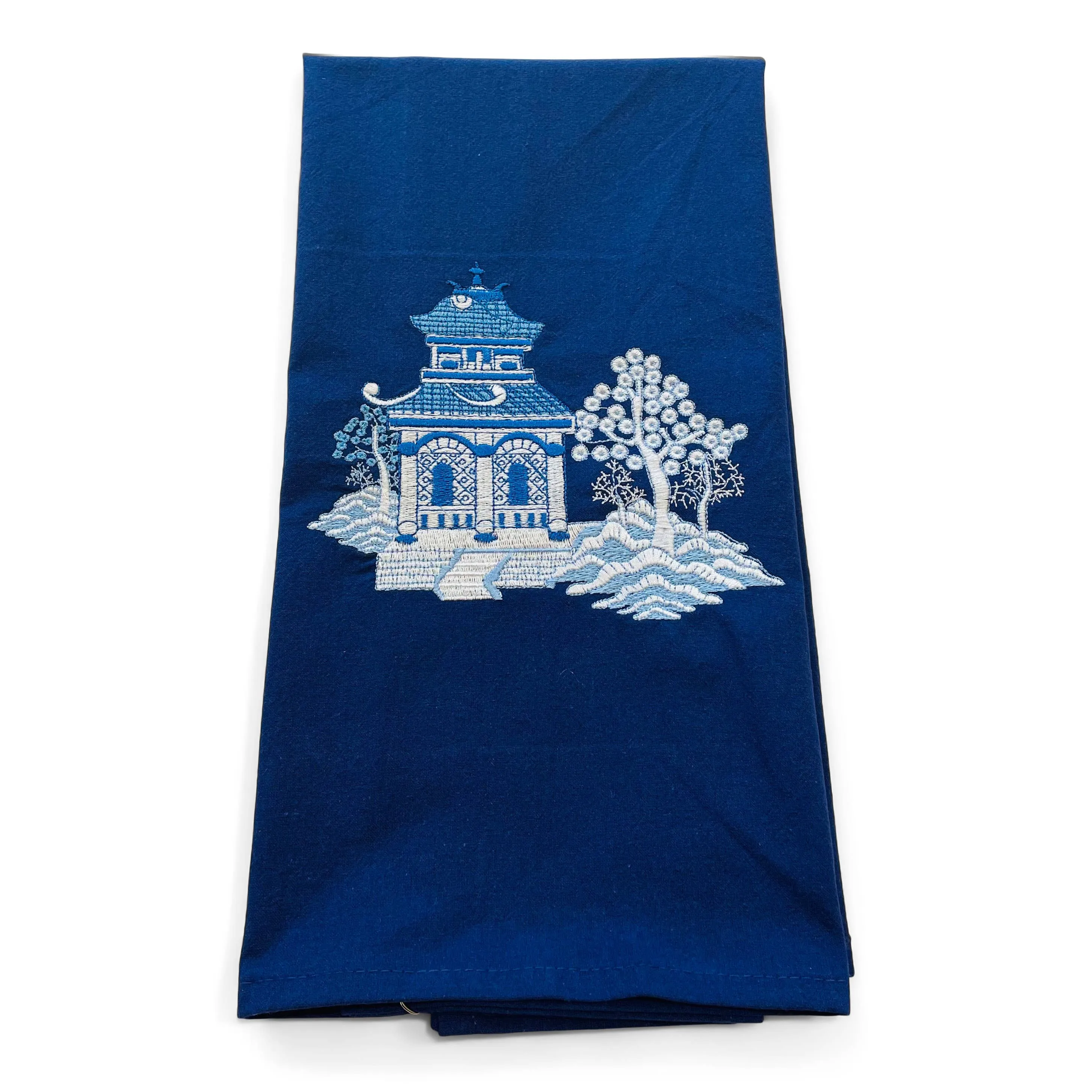 Vibrantly Blue - Towel - Blue Pagoda Chinoiserie