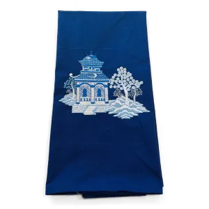 Vibrantly Blue - Towel - Blue Pagoda Chinoiserie