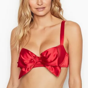 Victoria's Secret Dream Angels Red Balconette Satin Bow Bra