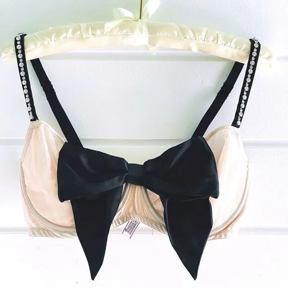 Victoria’s Secret Dream Angels Embellished Bow Bra &amp; Panty Matching Set 34DDD