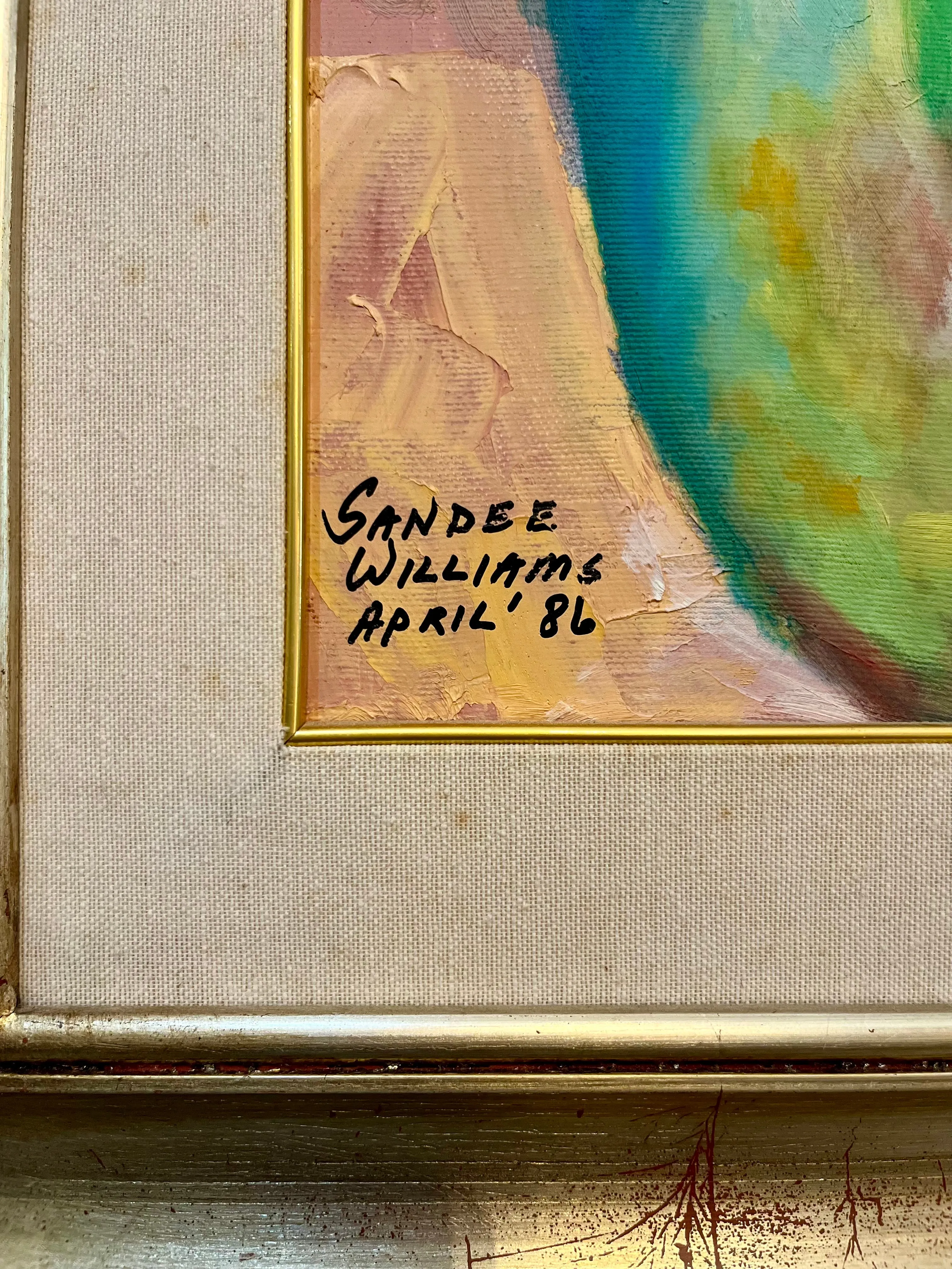 Vintage 1986 Framed Sandee Williams Lady Painting
