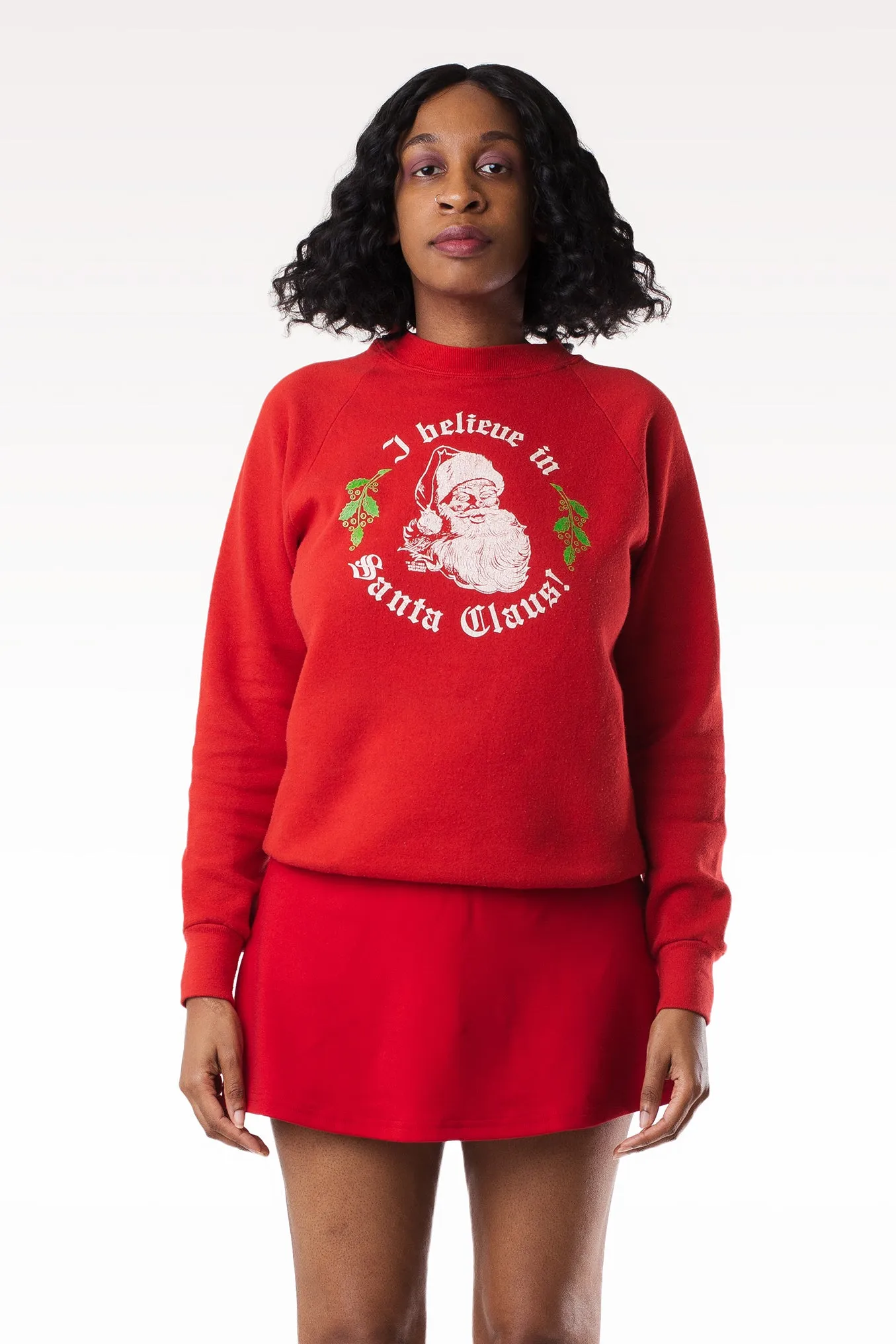 Vintage 90's Red I Believe in Santa Claus Pullover Christmas Sweater | M