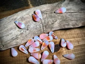 Vintage Austrian Glass—Rose & White Opal Drop Glass Bead—20mm x 10mm