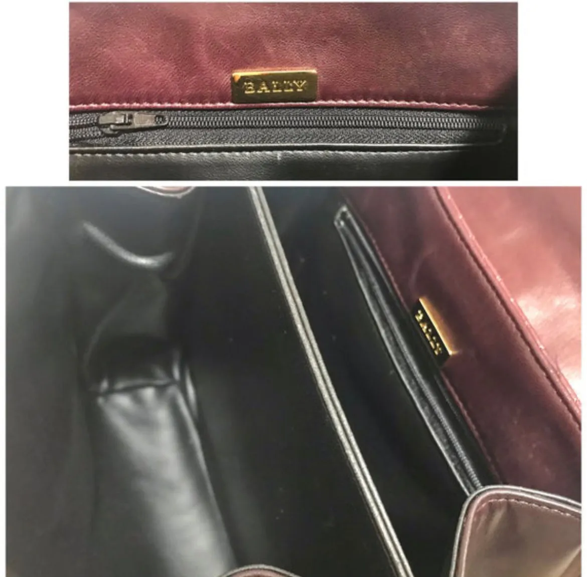 Vintage BALLY wine brown quilted lambskin handbag with golden logo turn lock closure. 050425r1