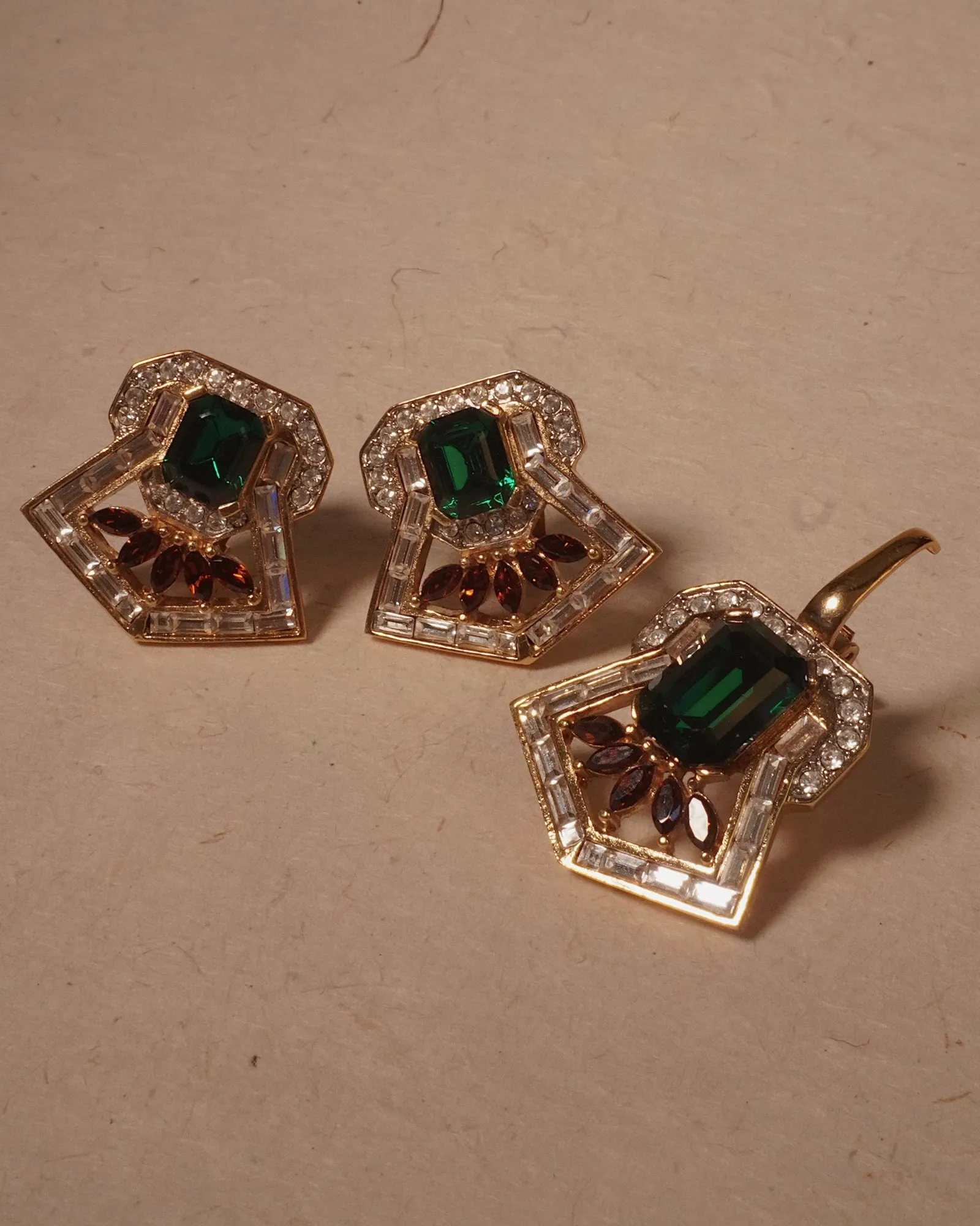 Vintage Butler Emerald Crystal Set