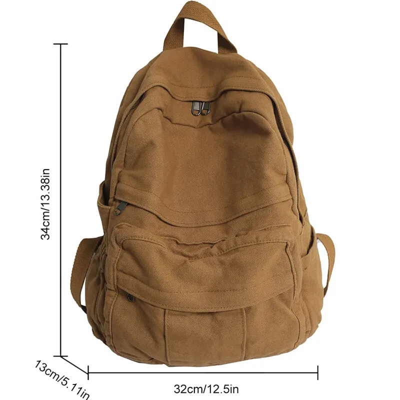 Vintage Canvas Backpack Large Capacity Bookbags Travel Knapsack