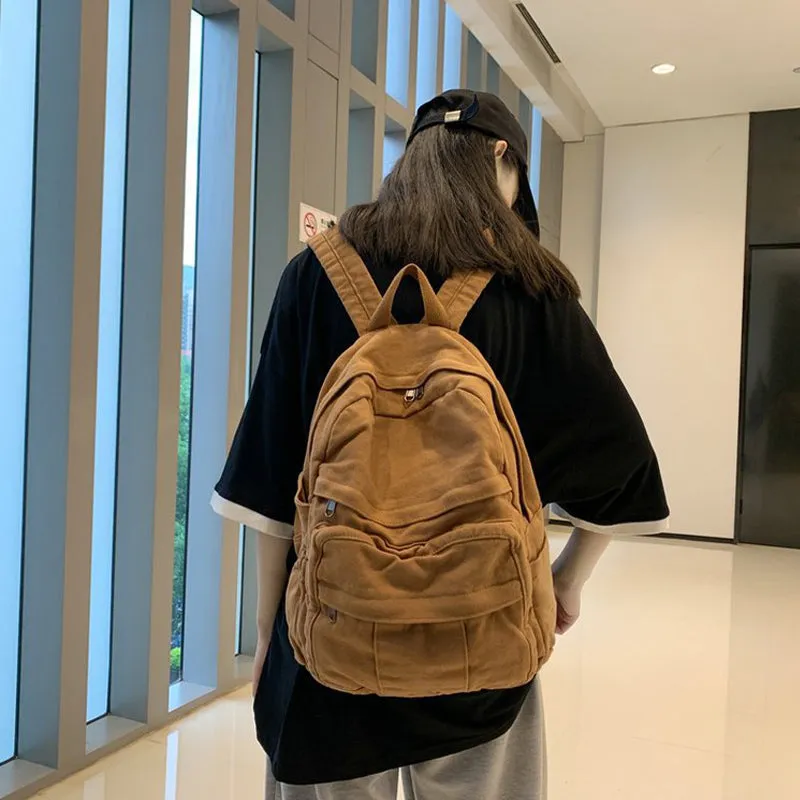 Vintage Canvas Backpack Large Capacity Bookbags Travel Knapsack