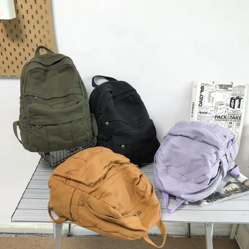 Vintage Canvas Backpack Large Capacity Bookbags Travel Knapsack