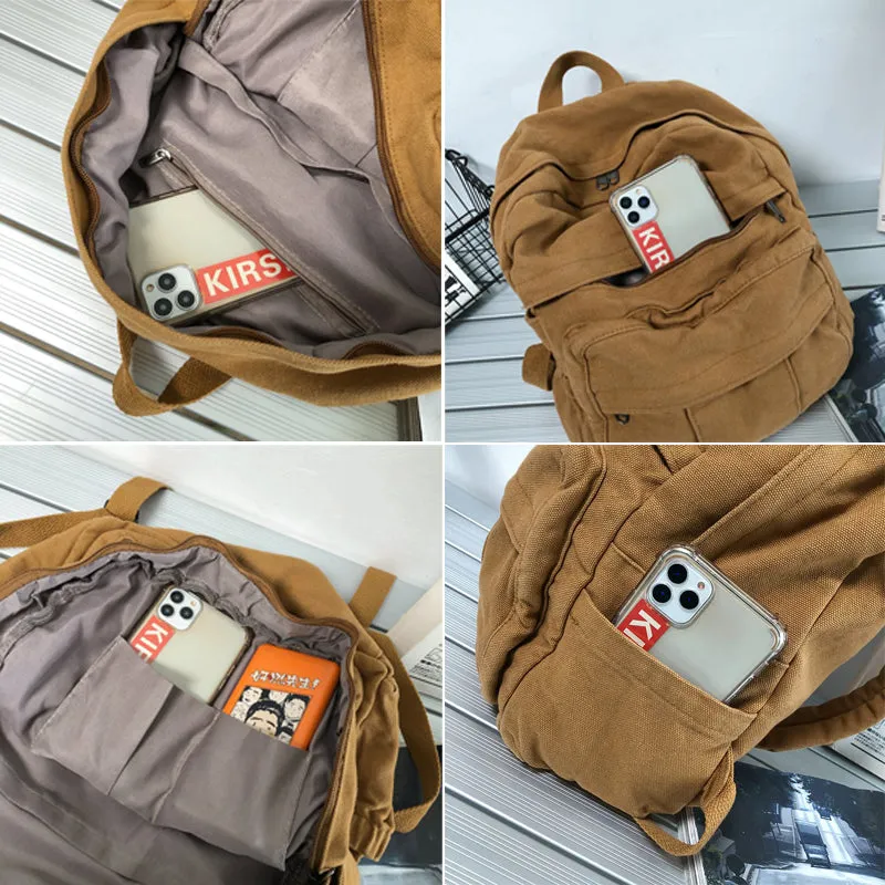 Vintage Canvas Backpack Large Capacity Bookbags Travel Knapsack