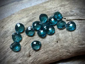 Vintage Czech Glass Faceted Briolette Bead - 9mm x 8mm - Montana Blue