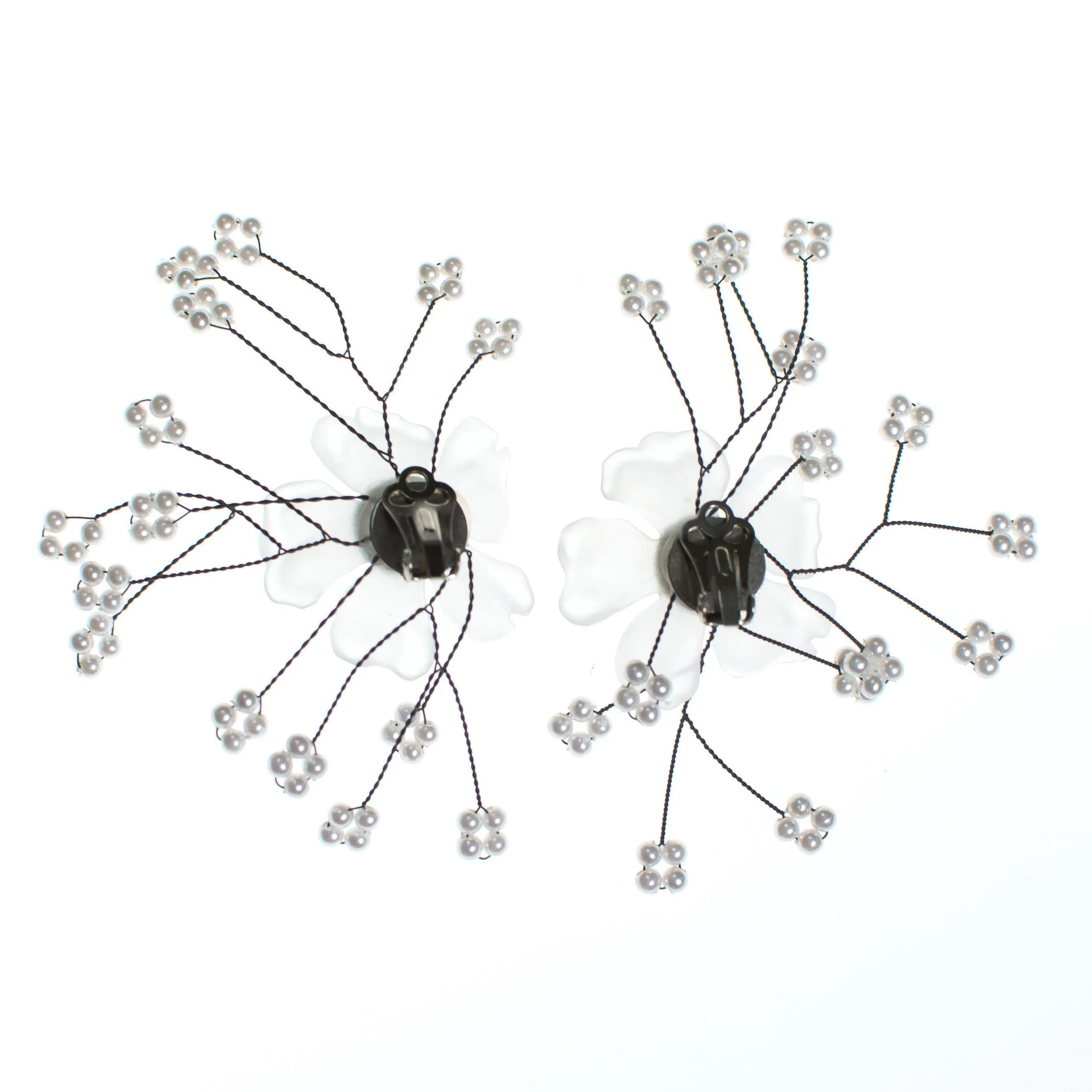 Vintage Frosted Lucite Flower Earrings