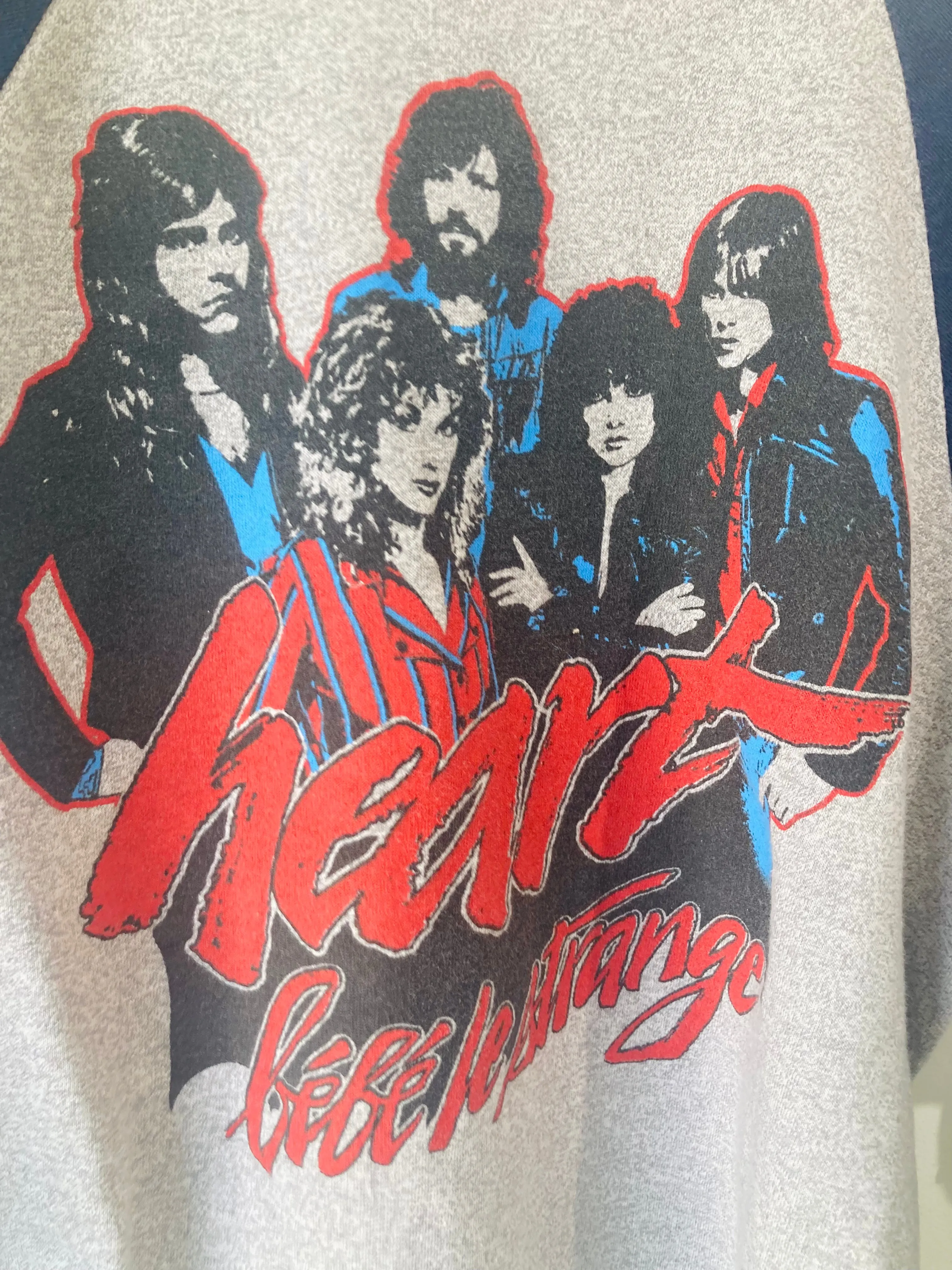 Vintage Heart Bebe Le Strange Blue Grey Baseball Tee