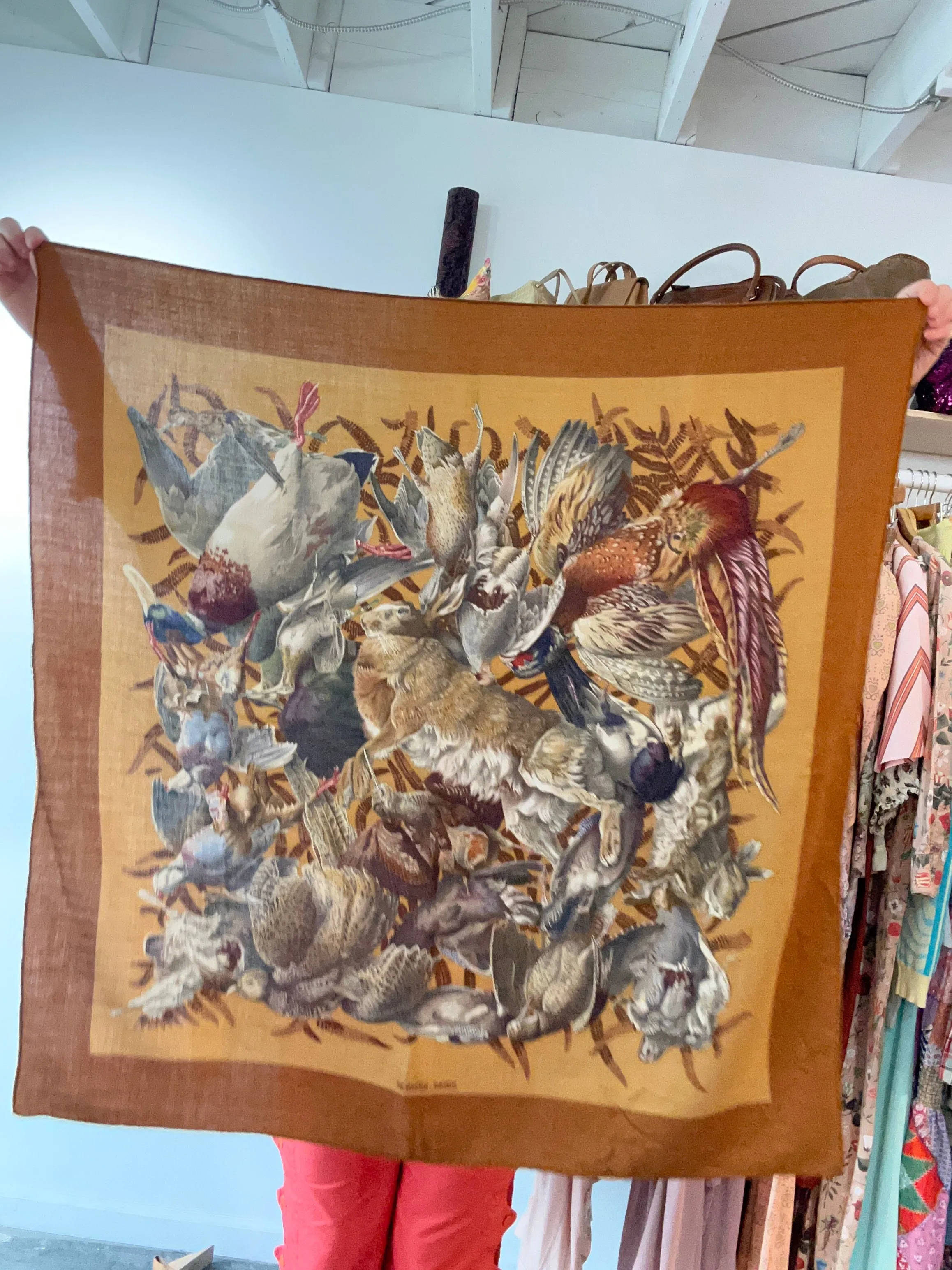 Vintage Hermes Cashmere Scarf H de Linares Gibieres 1966