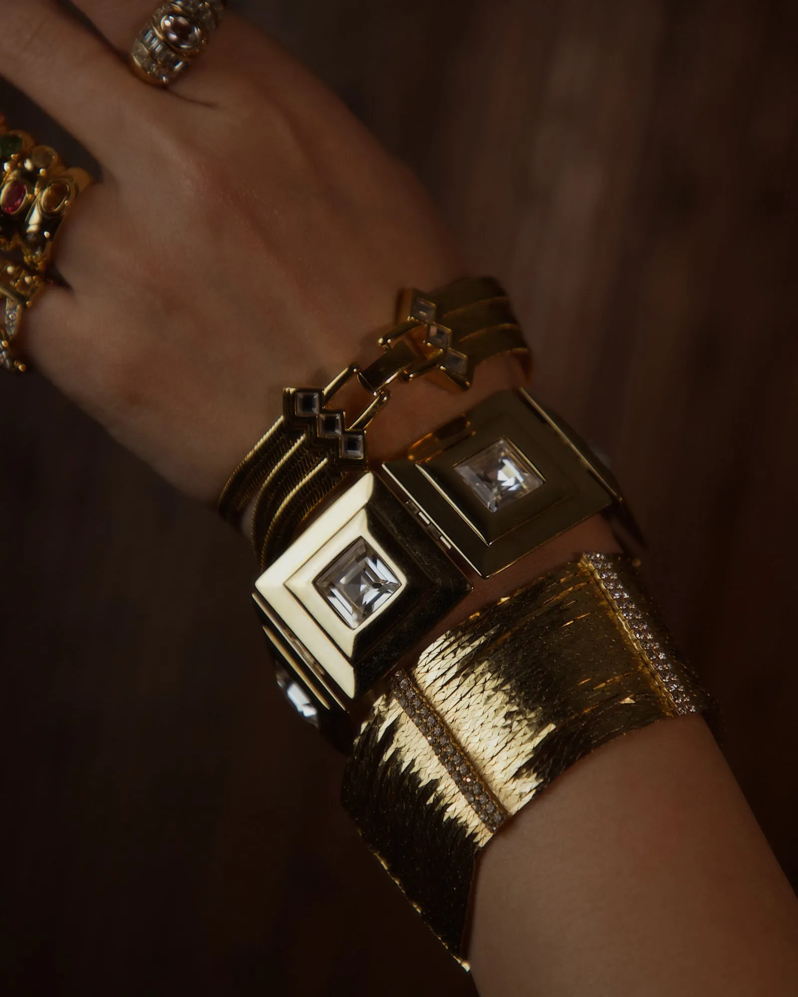 Vintage Modernist Gold Step Bracelet